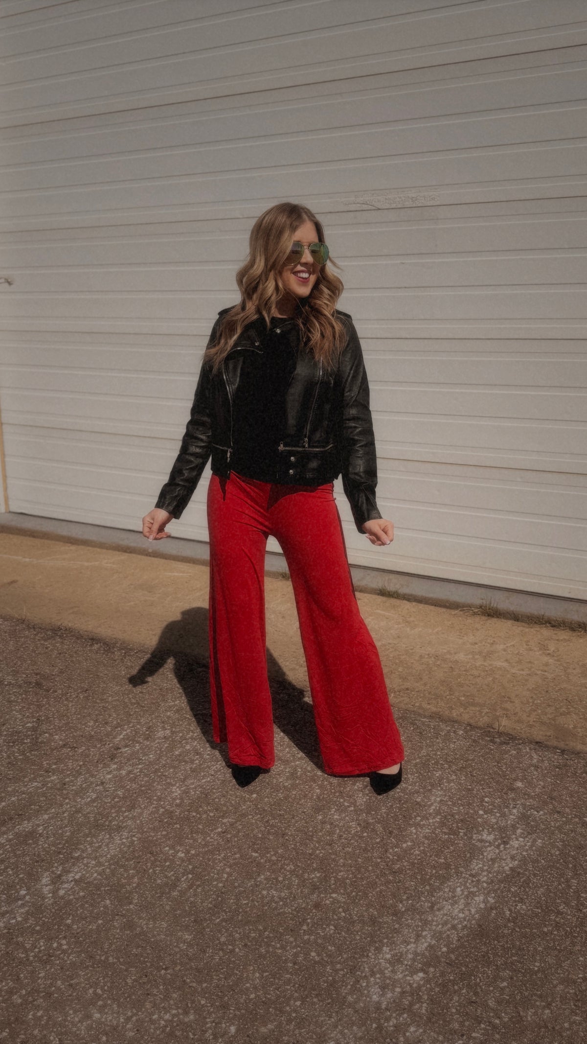 Stephanie Stretch Paper Bag Pants | Red