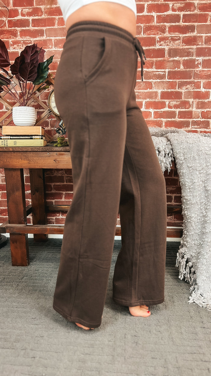 Jodie Wide Leg Jogging Pants | Brown