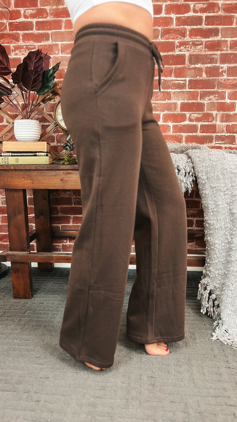 Jodie Wide Leg Jogging Pants | Brown