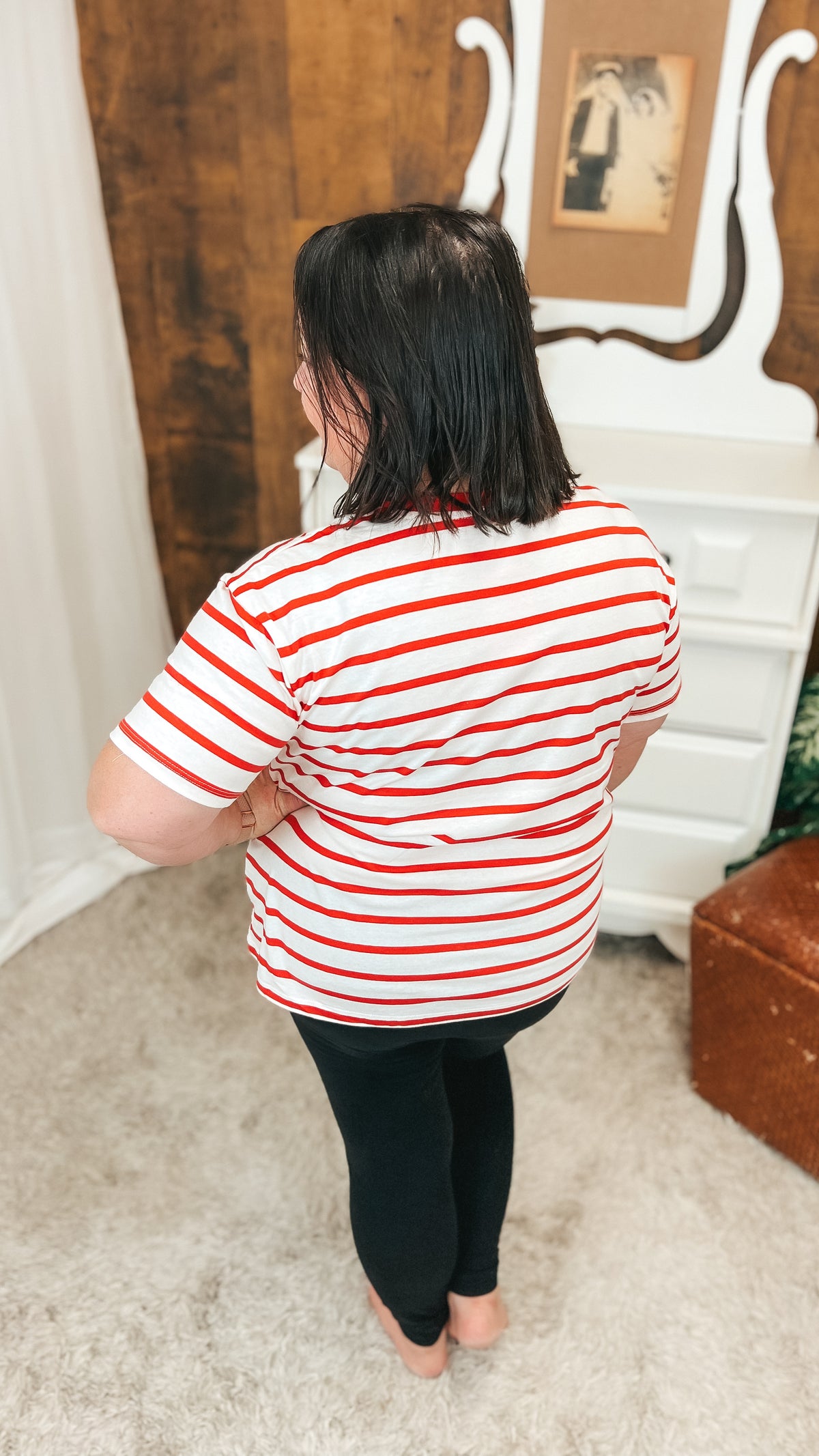 Brittany Striped Tee | Red & Ivory
