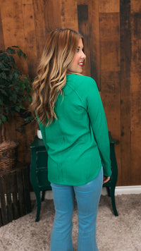 Leslie Waffle Long Sleeve | Kelly Green