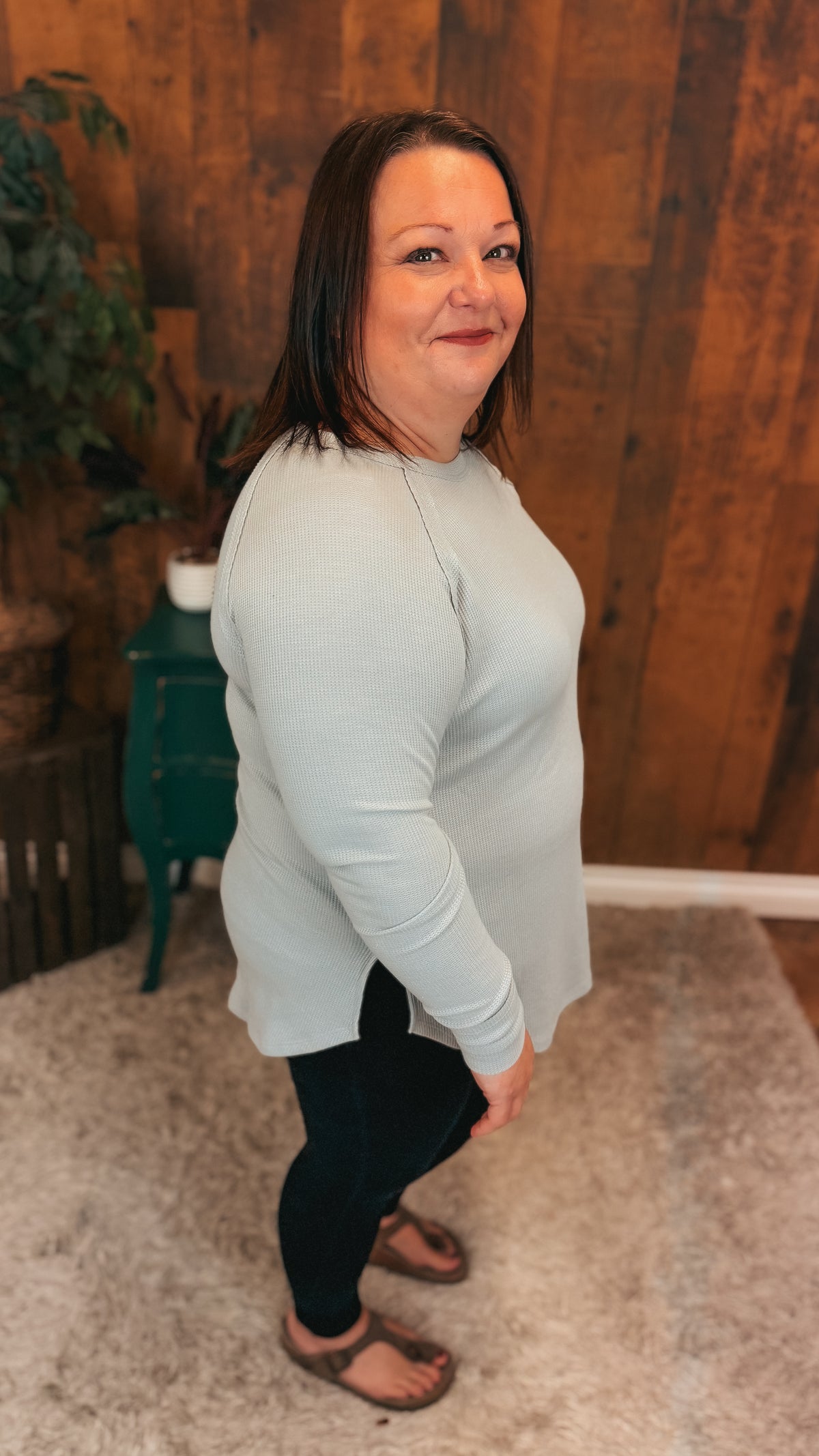 Leslie Waffle Long Sleeve | Light Grey