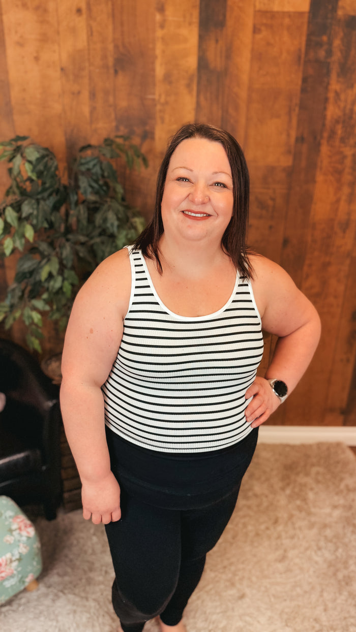 Ann Marie Stripe Tank Top | White