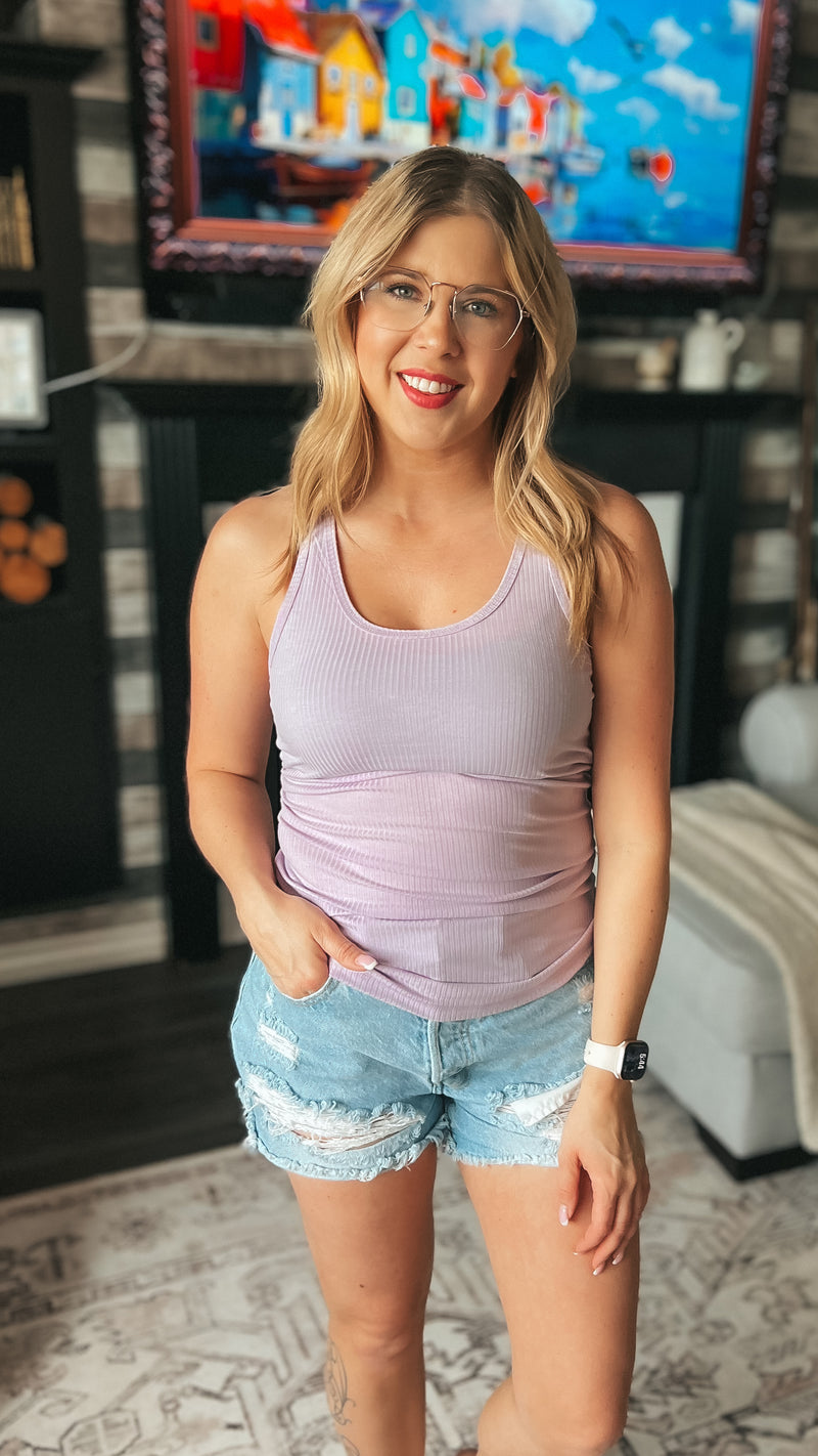 Rynlee Ribbed Tank Top: Lavender
