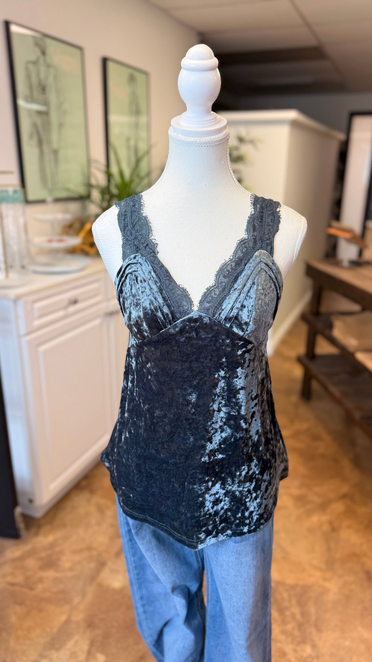 # 3 - Blue Velvet Tank | S | SAMPLE SALE