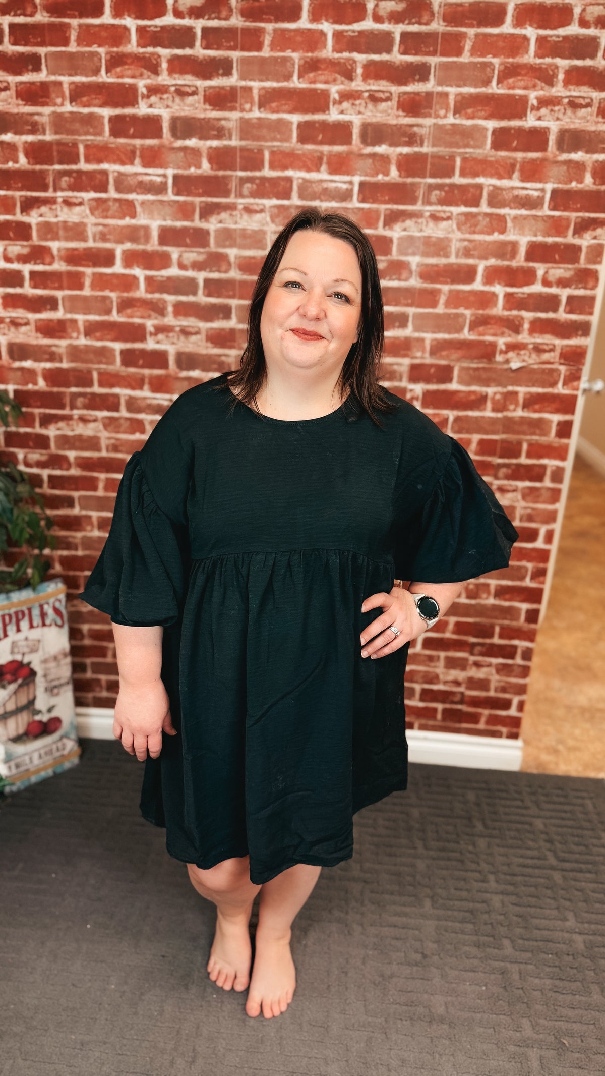 Fiona Bubble Sleeve Dress | Black