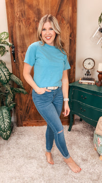 Michelle Basic Tee | Heather Light Teal