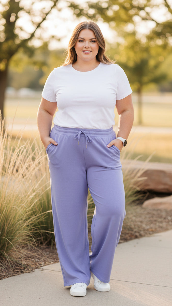 Audrey Wide Leg Jogging Pants | Lilac