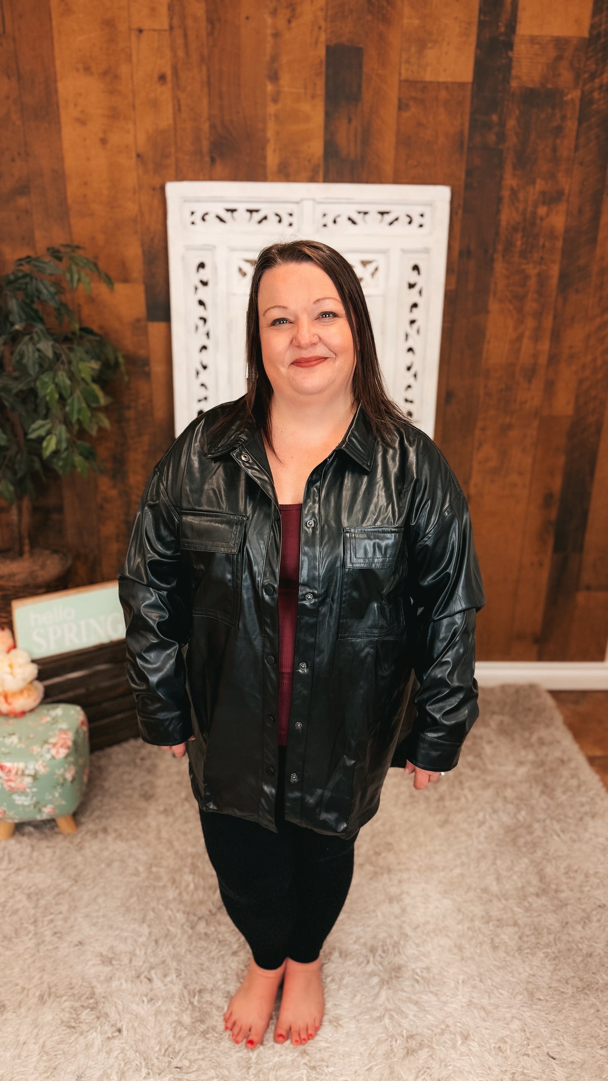 Stephanie Faux Leather Jacket | Black