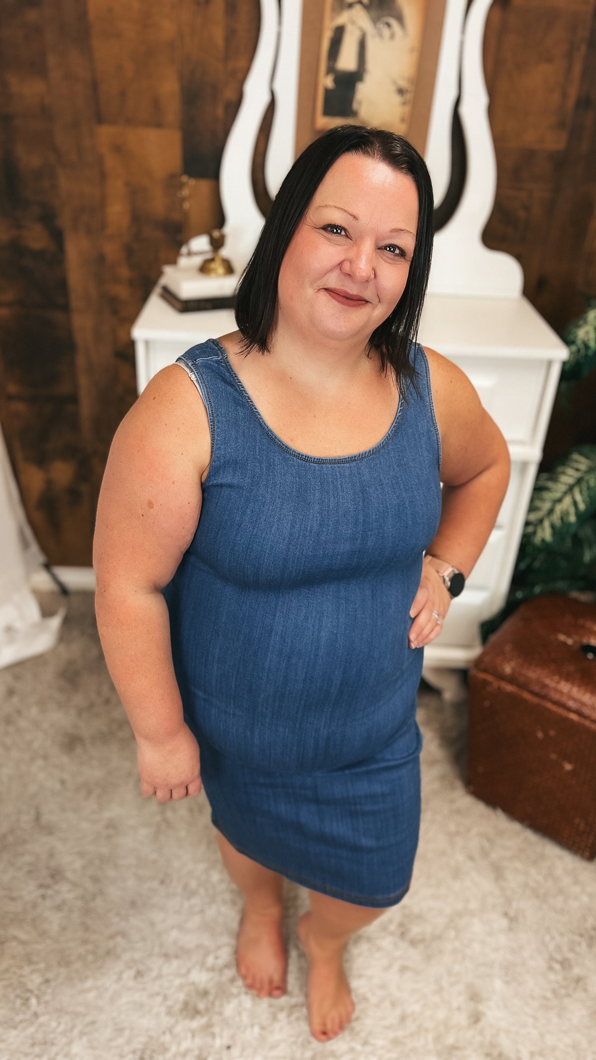 Mary Stretch Denim Dress | Medium Blue