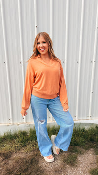 Tamara V-Neck Sweater | Rust