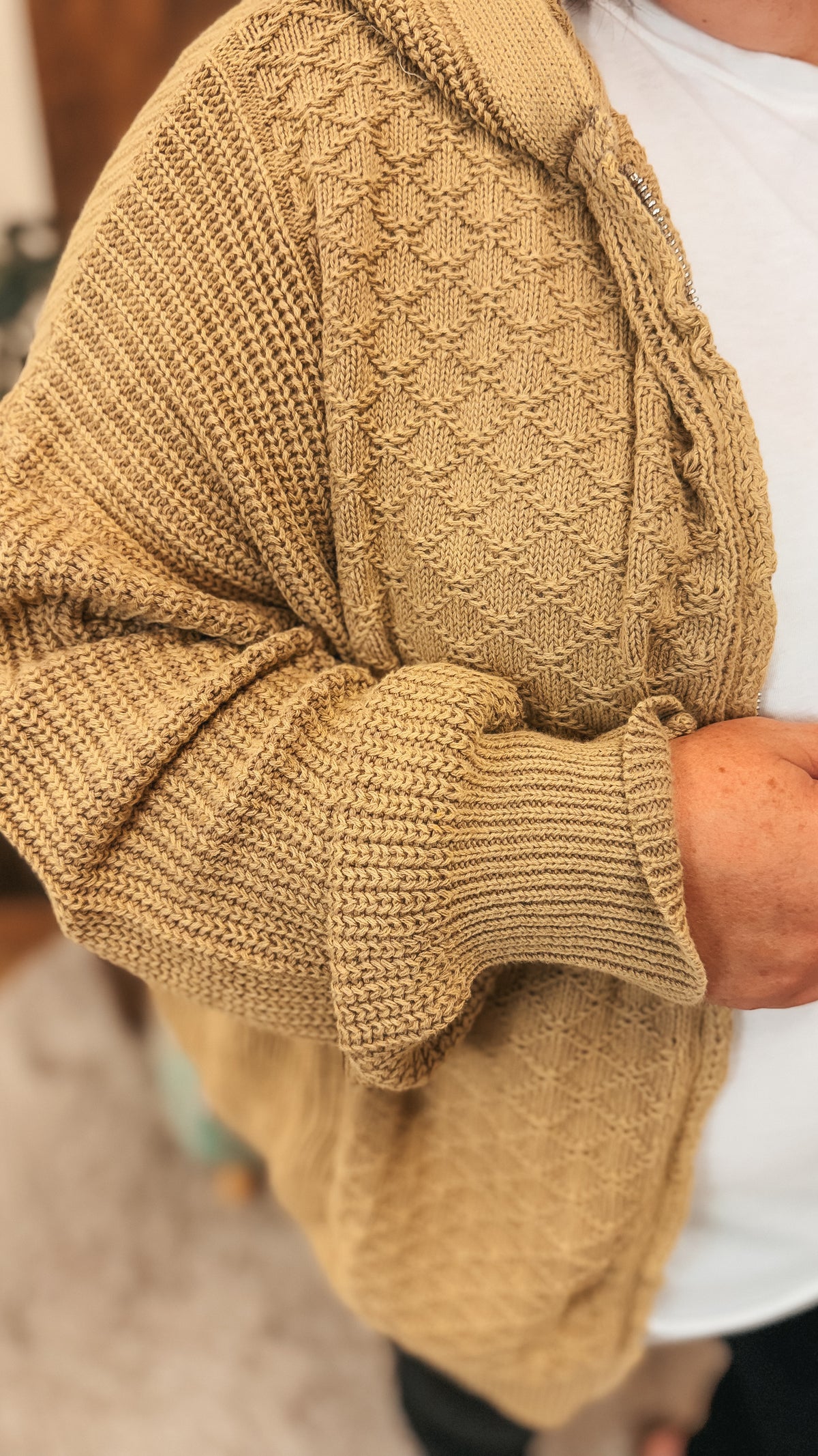 Brandi Zip Sweater Jacket | Taupe