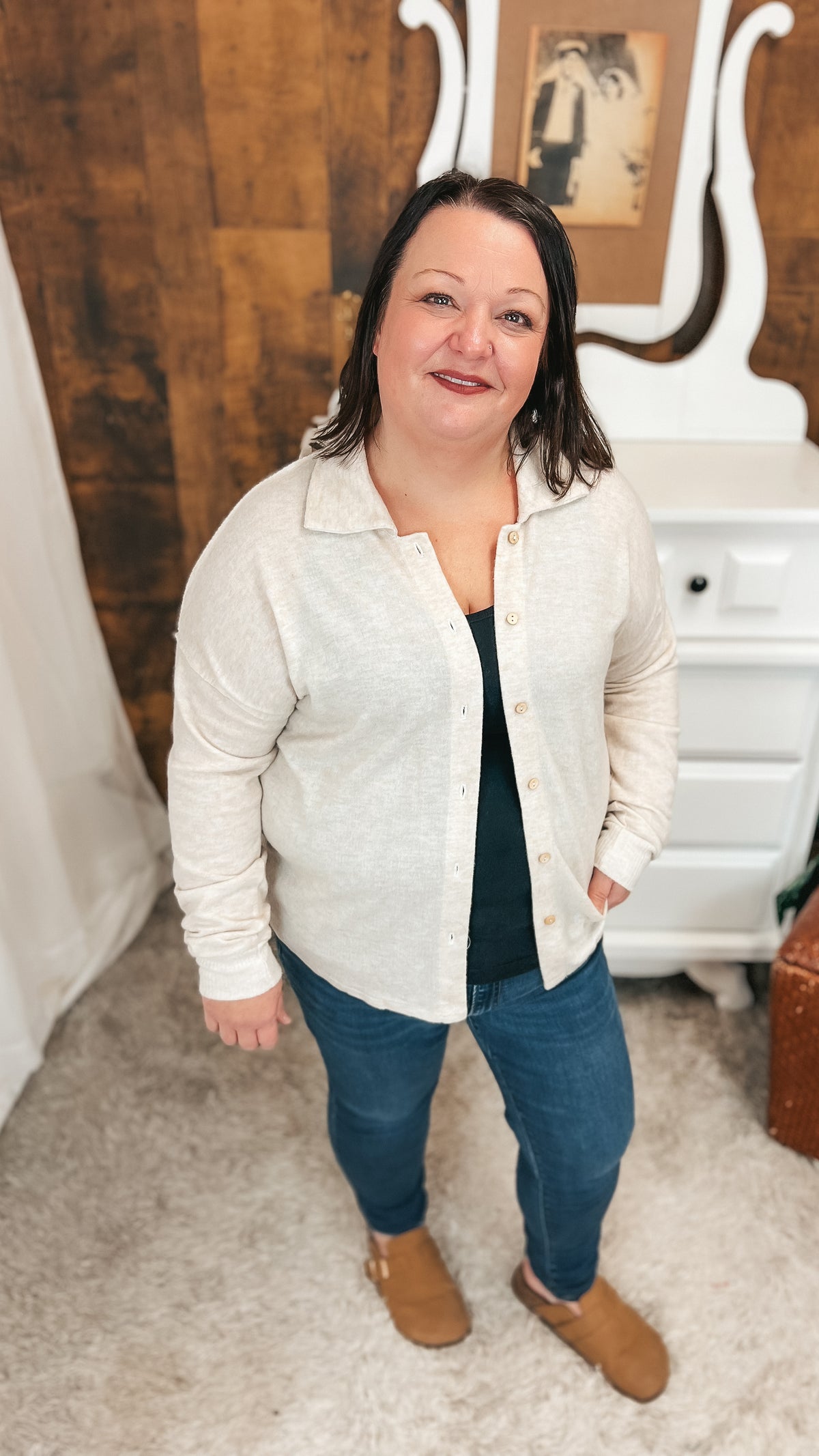 Loriann Button Shirt | Taupe