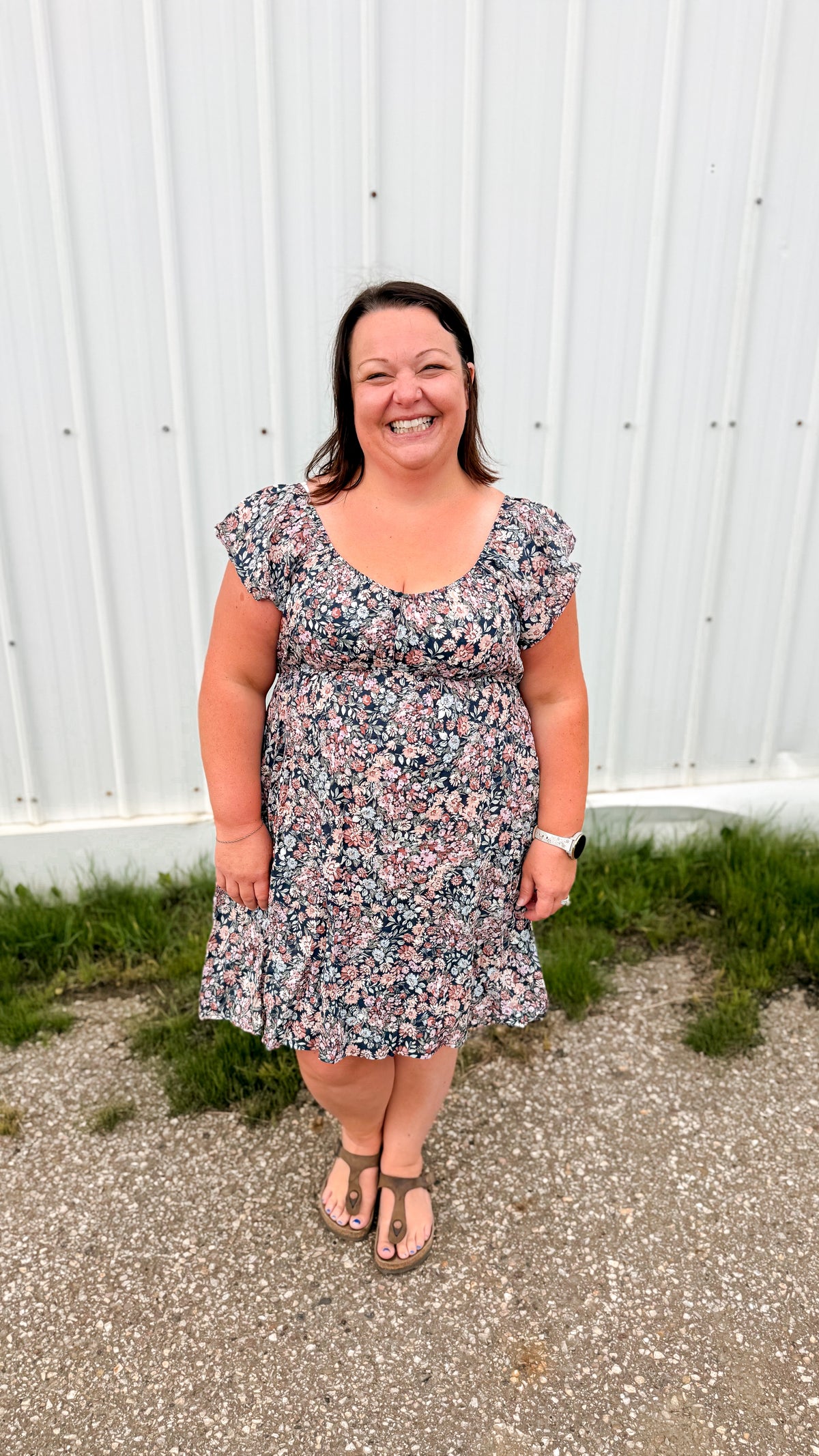 Sadie Floral Sundress | Soft Navy