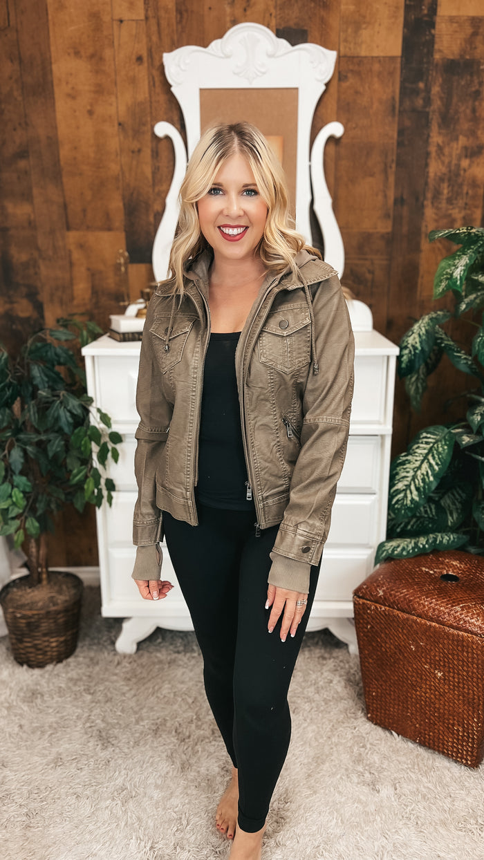 Joey Faux Leather Jacket | Grey