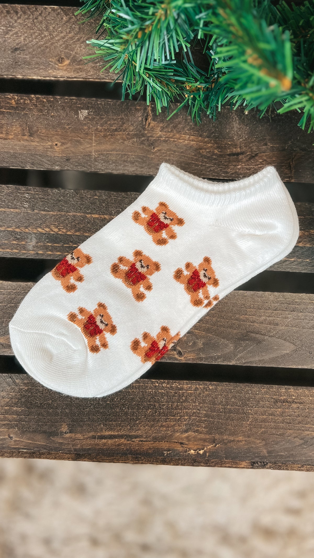 Teddy Bear Ankle Socks: White *SALE*