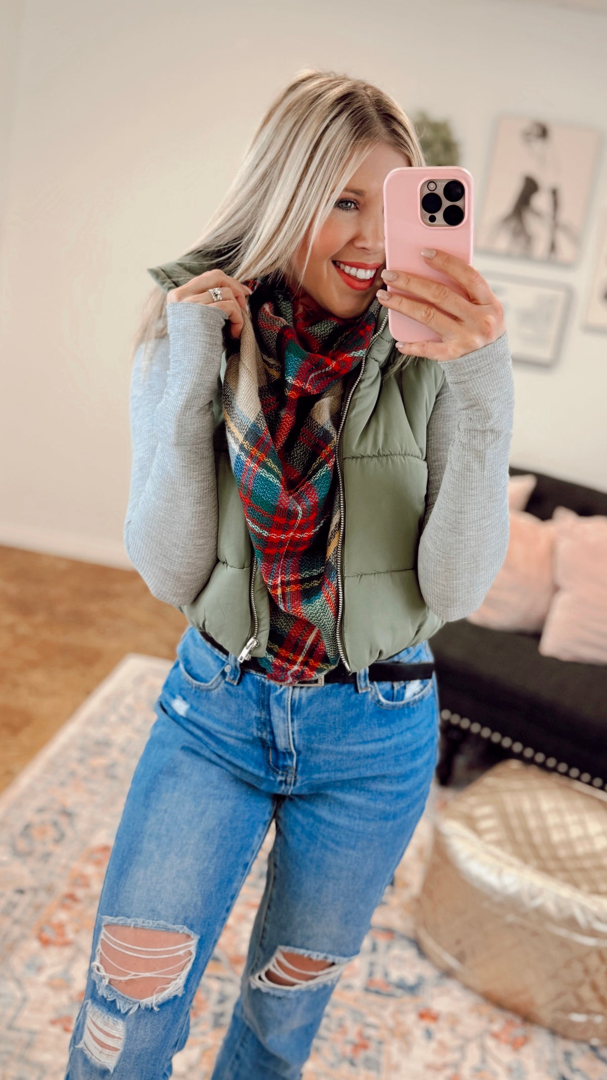 Denise Plaid Blanket Scarf