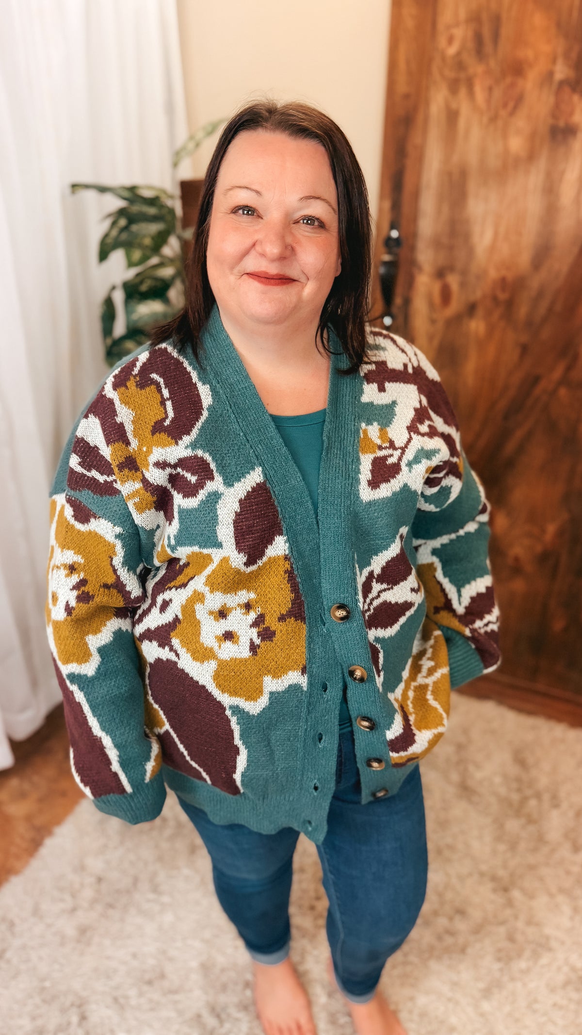 Jessica Floral Cardigan | Forest