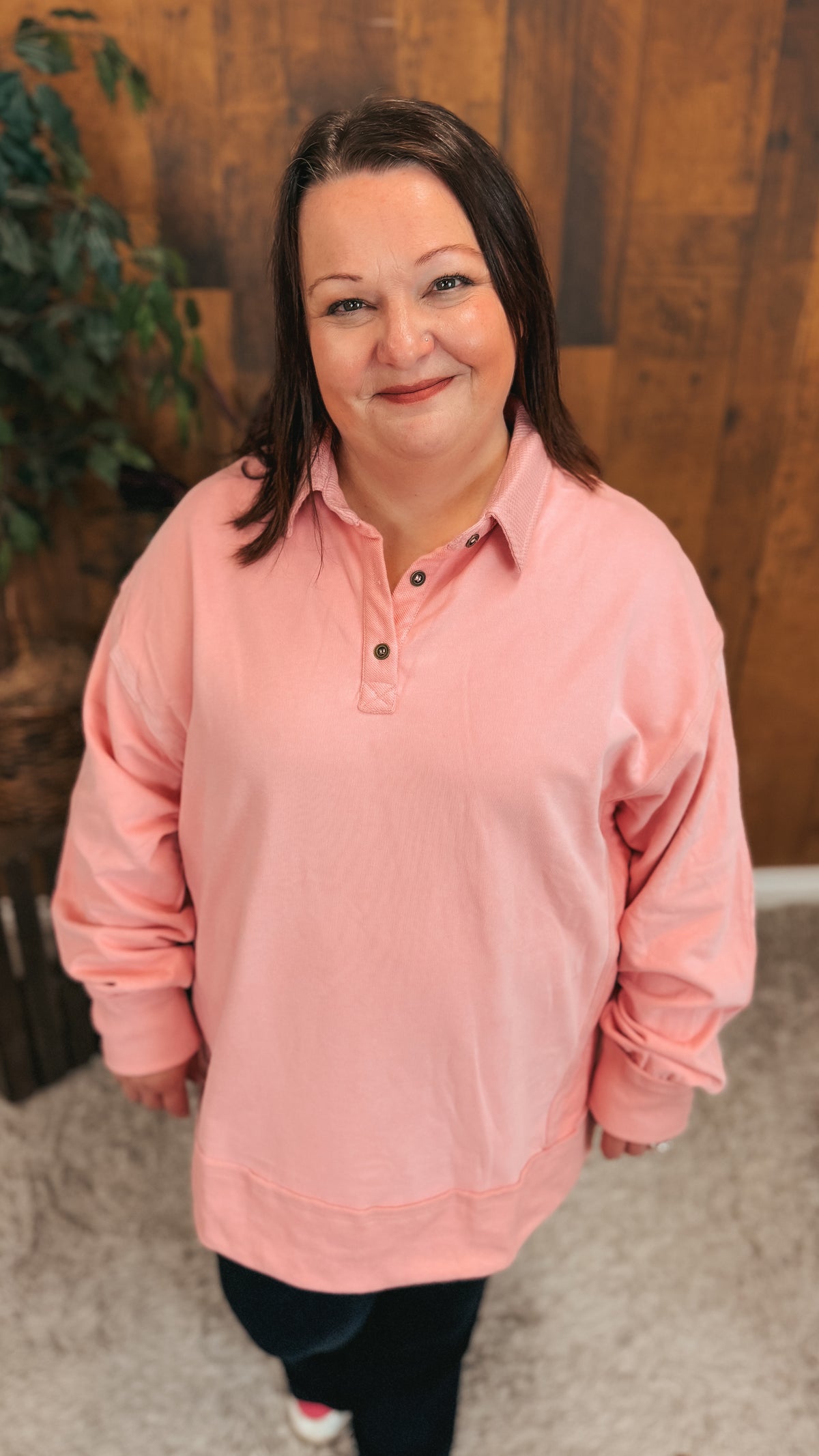 Shelly Collared Sweatshirt | Pink