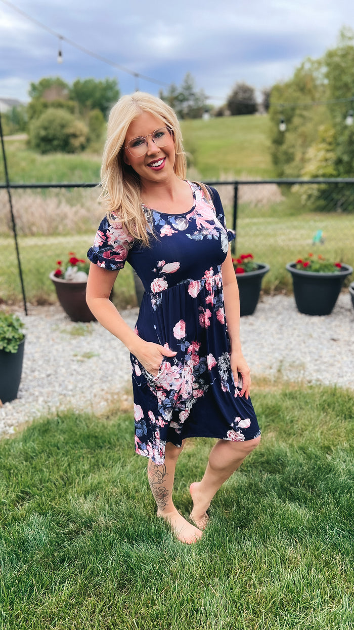Jasmine Floral Dress | Navy