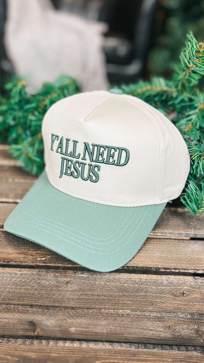 Ya'll Need Jesus Baseball Hat: Forest
