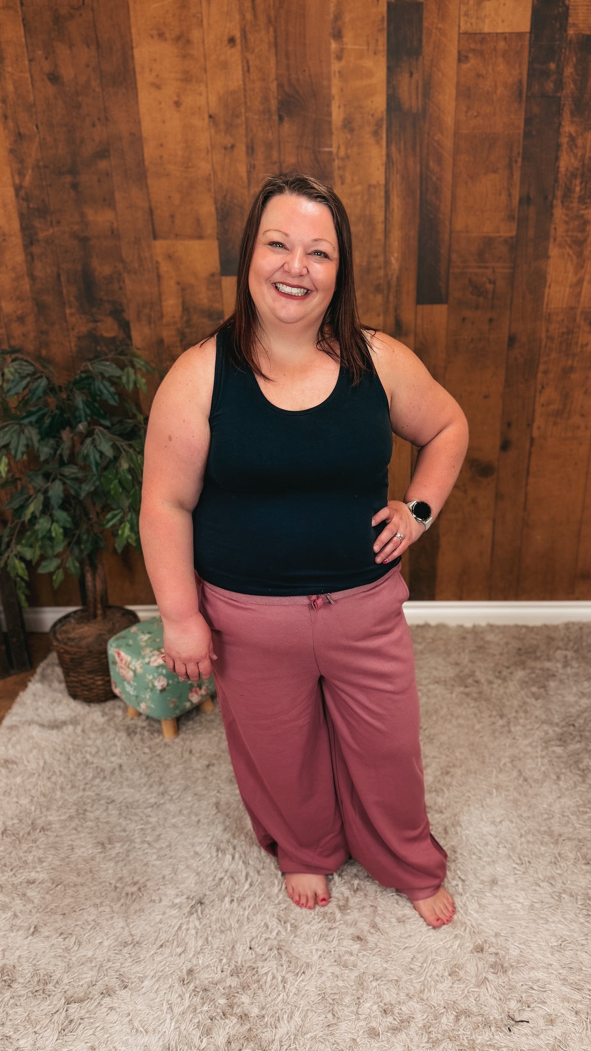 Audrey Wide Leg Jogging Pants | Rose