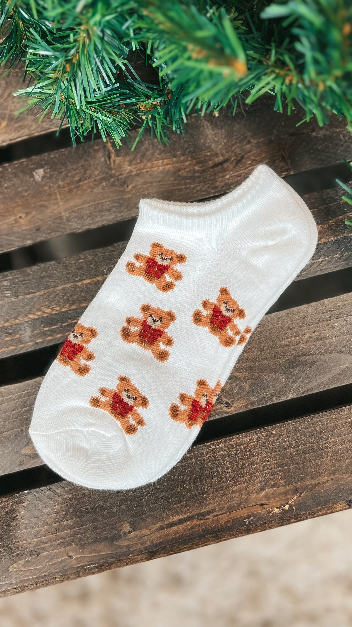 Teddy Bear Ankle Socks: White *SALE*