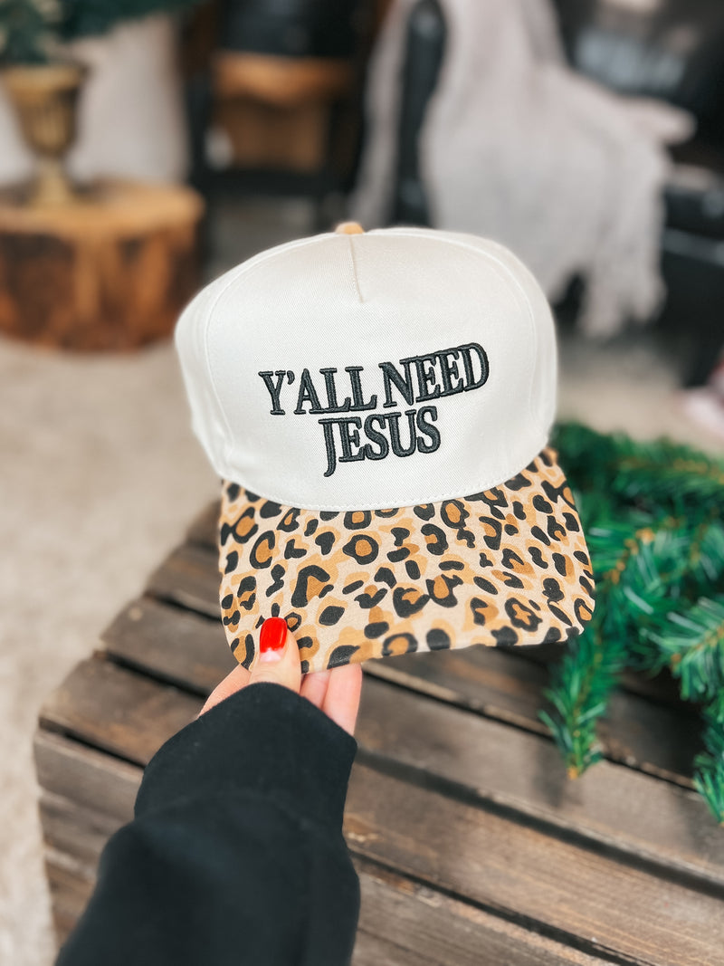Ya'll Need Jesus Baseball Hat: Leopard
