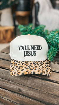 Ya'll Need Jesus Baseball Hat: Leopard