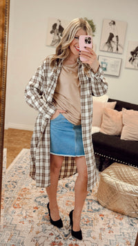 Mariska Plaid Button Down Cardigan | Brown