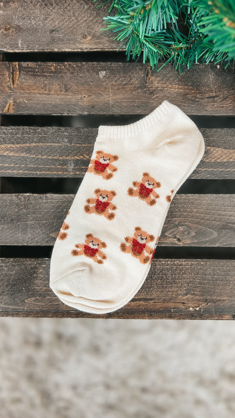 Teddy Bear Ankle Socks: Beige *SALE*