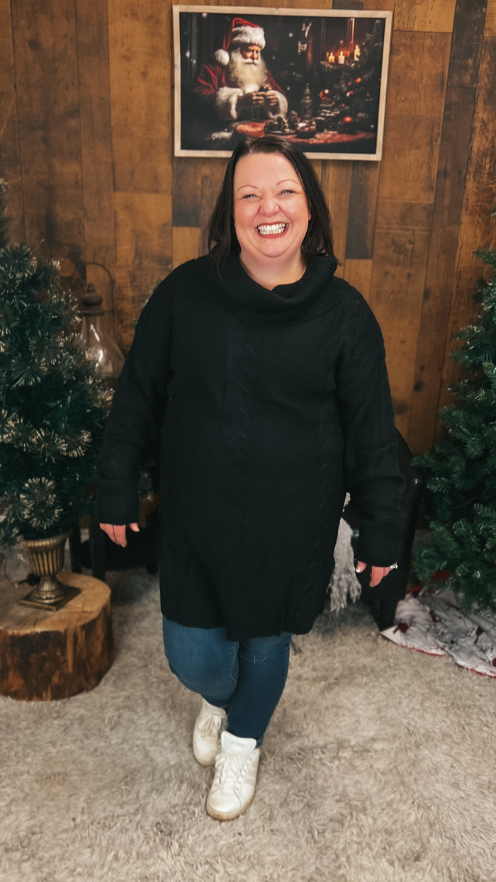 Cathy Cable Knit Sweater | Black