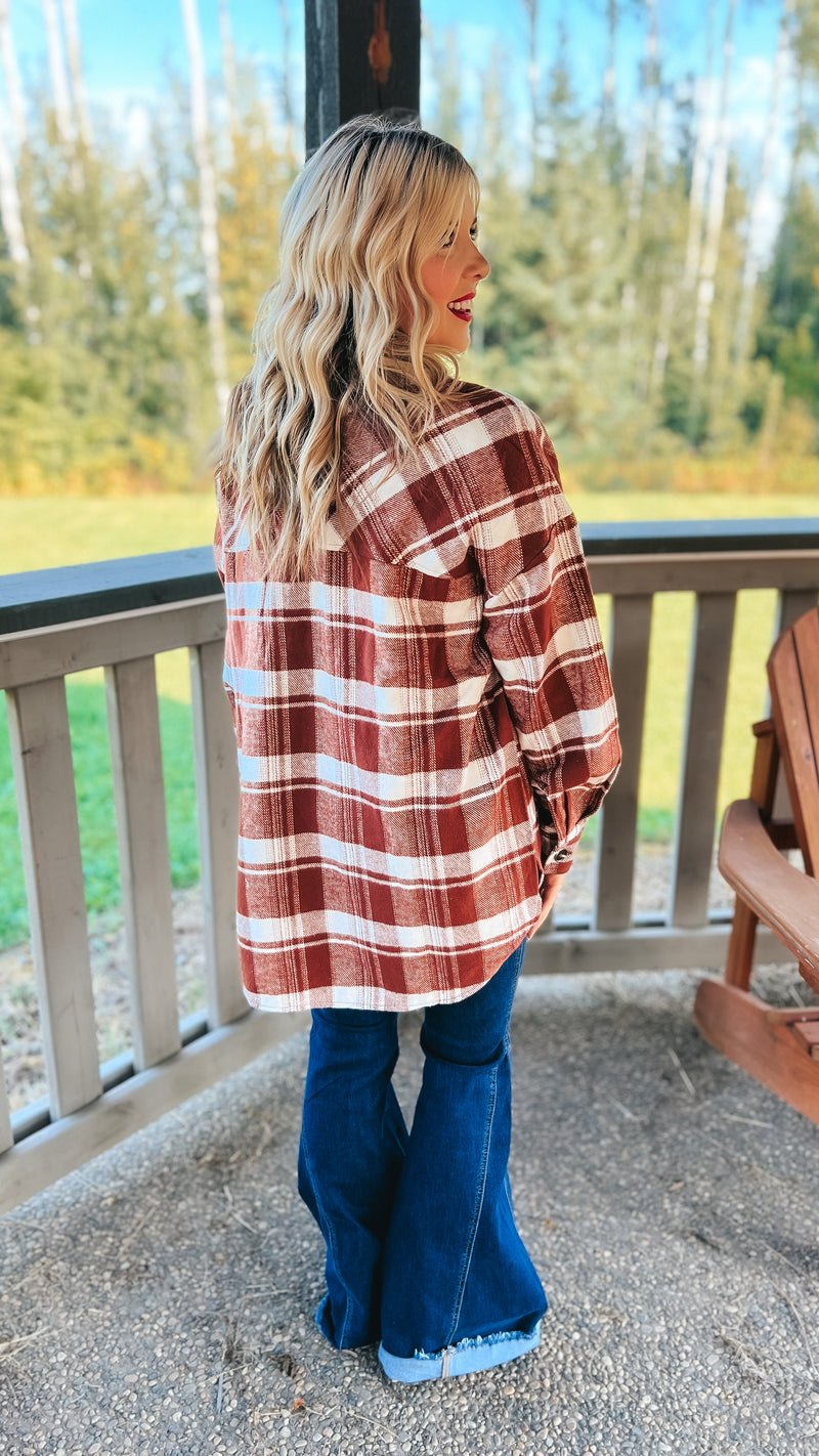 Finley Plaid Shacket | Brown