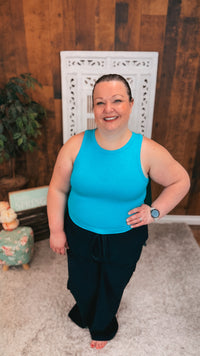 Victoria Ribbed Tank Top | Aqua Blue
