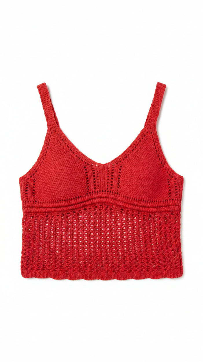 Aislynne Crochet Tank Top | Red