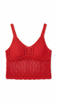 Aislynne Crochet Tank Top | Red