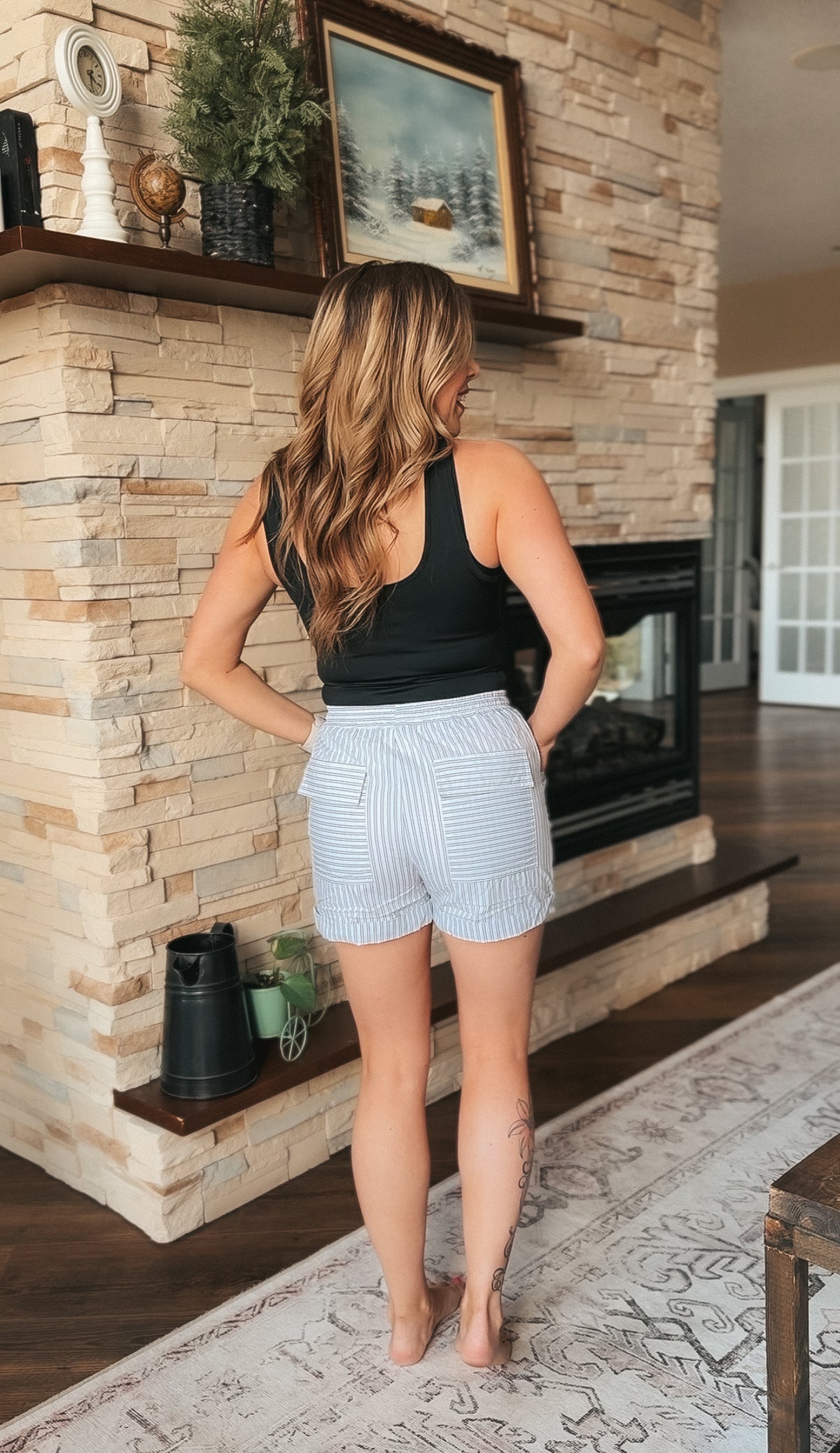 Tenille Linen Shorts | White Stripe