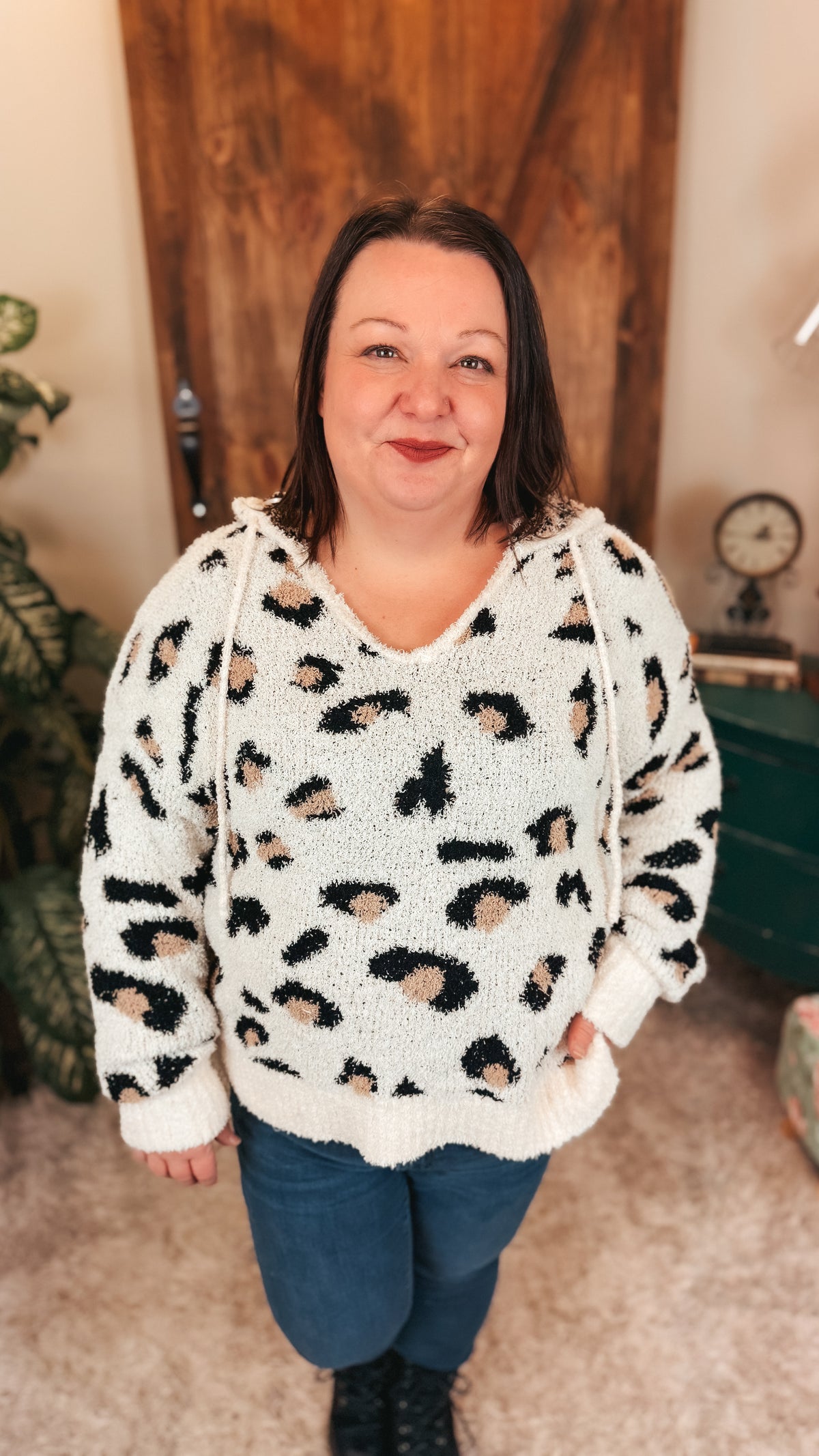 Karen Leopard Print Hoodie | Cream