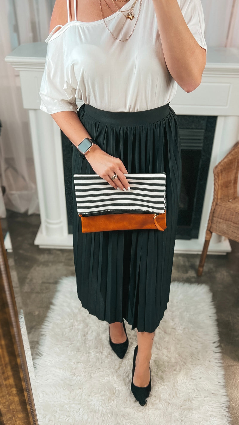 Linda Fold Over Clutch: Stripe