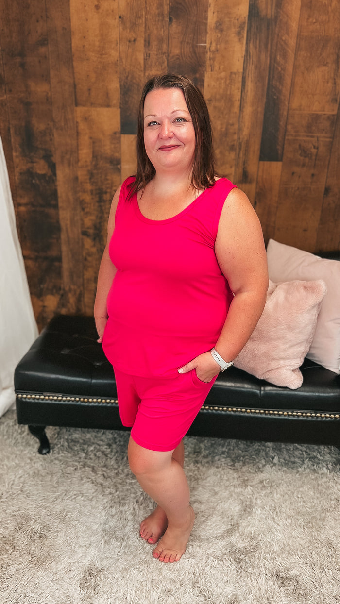 Payton Tank Top Short Set | Fuchsia