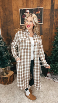 Mariska Plaid Button Down Cardigan | Brown
