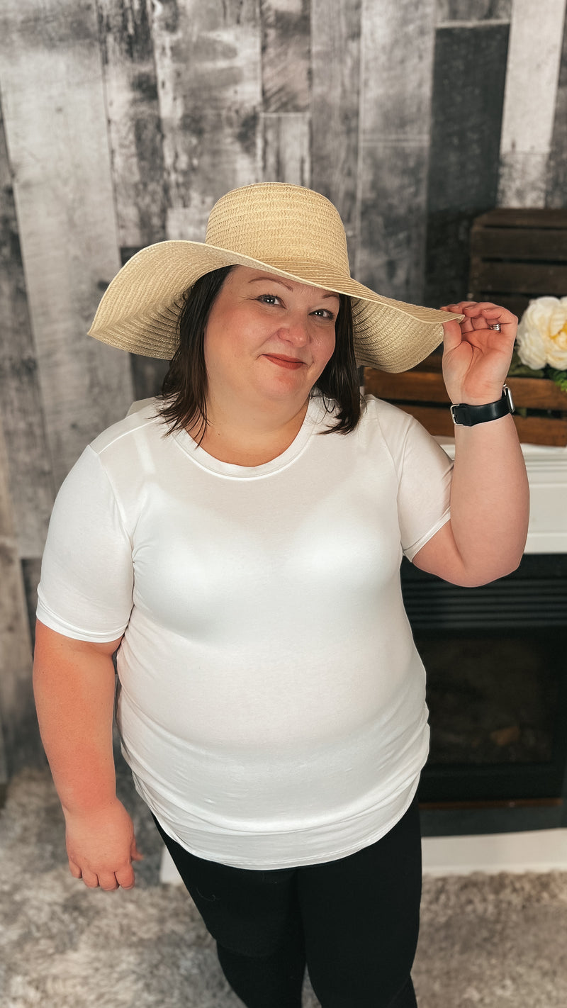tan color floppy beach hat