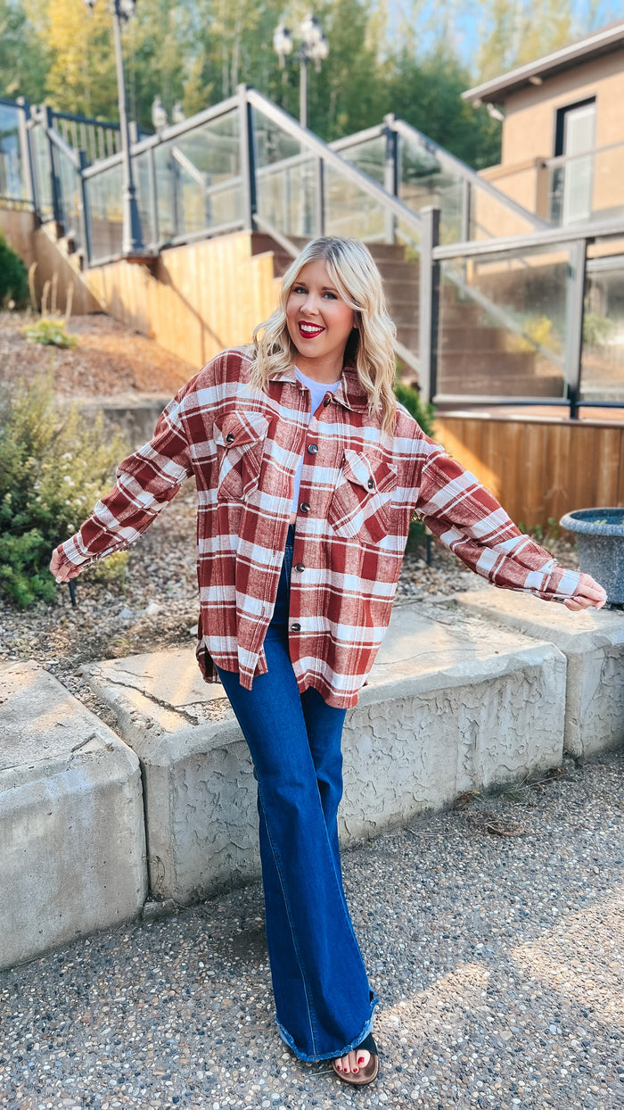 Finley Plaid Shacket | Brown