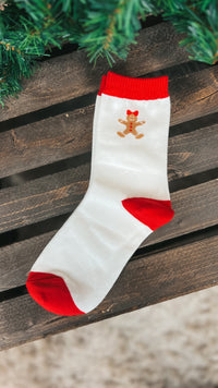 Gingerbread Ankle Socks: White *SALE*