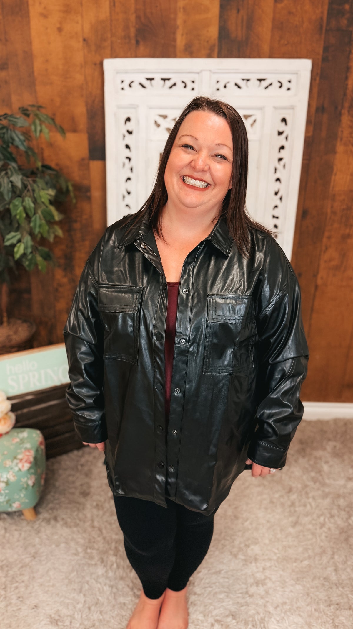 Stephanie Faux Leather Jacket | Black