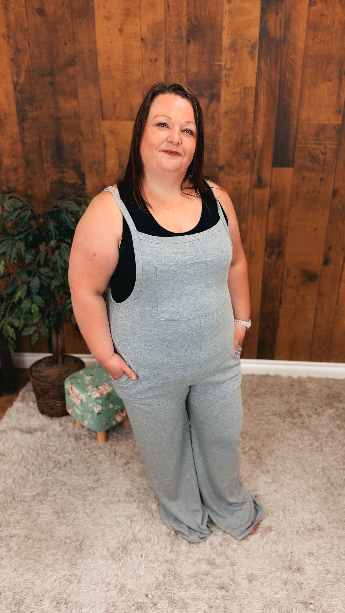 Rebecca Wide Leg Romper | Heather Grey