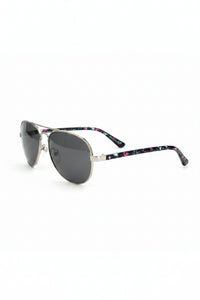 Floral Aviator Sunglasses & Case | Black & Purple