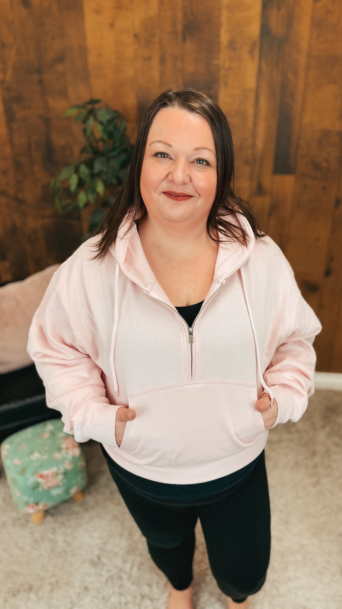 Beth 1/2 Zip Sweatshirt | Baby Pink