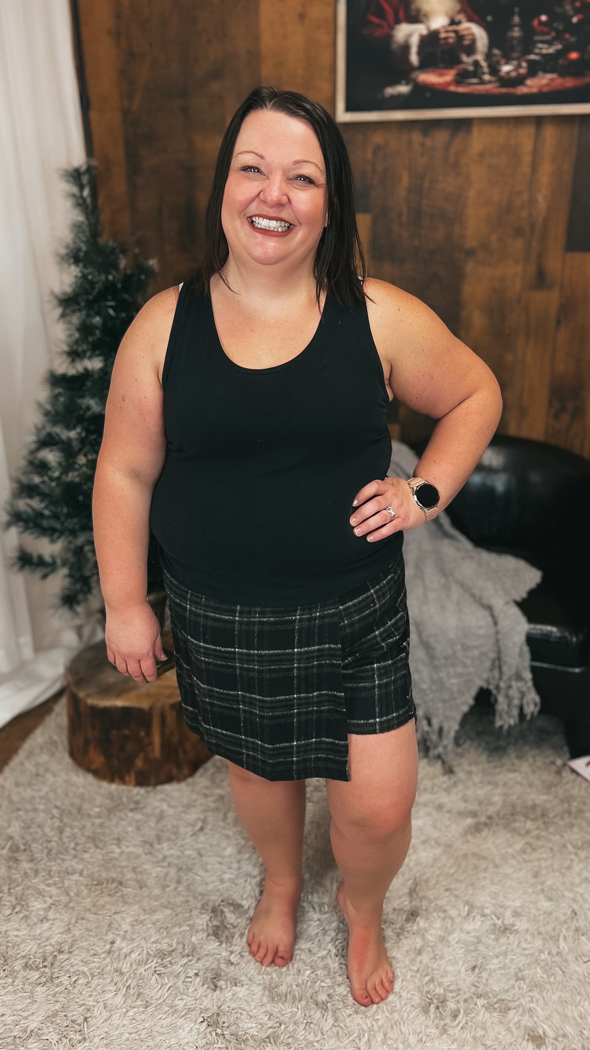 Sophia Fleece Skort | Black & Olive