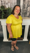 Debra Babydoll Tee: Yellow